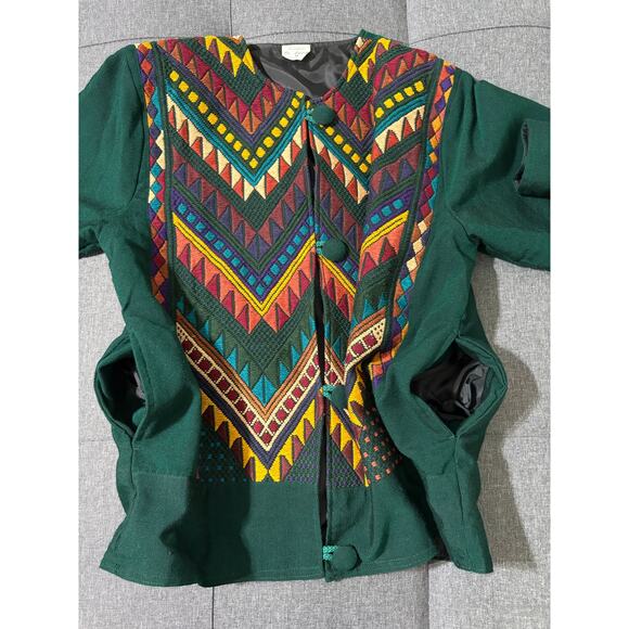 Artesanias De Colores Jacket Women Medium Aztec Tapestry Woven Western Bohemian - Picture 8 of 8